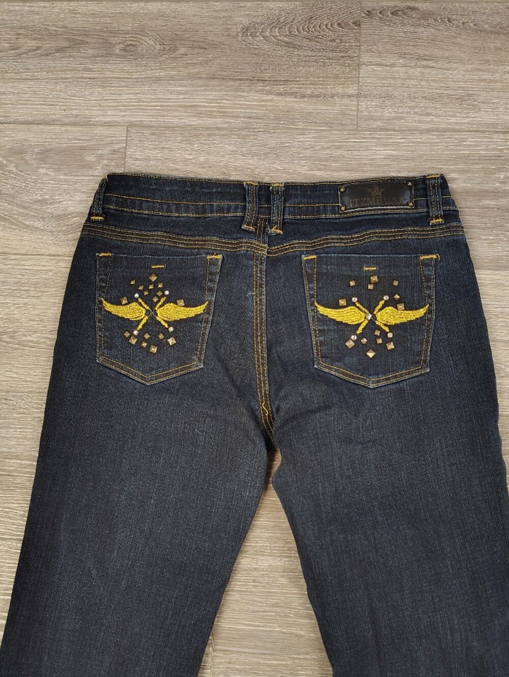 Itzme Slim Dark Blue Embroidered Jeans Size 9